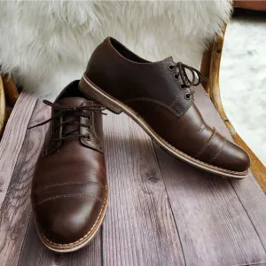 Helm Bradley cap toe teak leather lace-up Oxford shoes 8.5