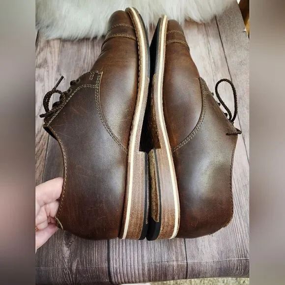 Helm Bradley cap toe teak leather lace-up Oxford shoes 8.5