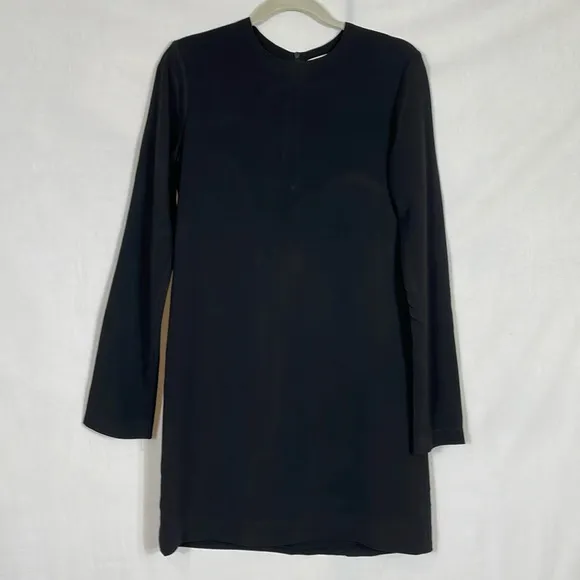 Helmut Lang Black Sheath Dress Size 6 Stretch Crepe Classic EUC