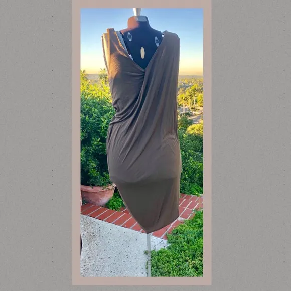HELMUT LANG designer dress Brown asymmetrical dress modern y2k formal / casual 6