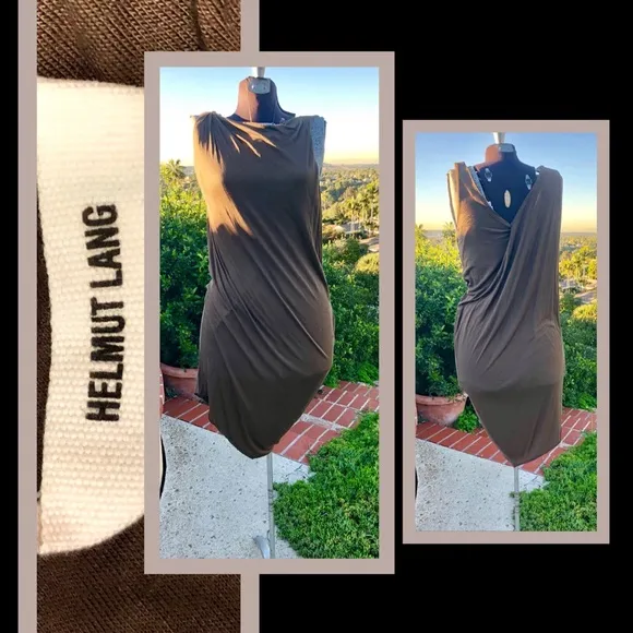 HELMUT LANG designer dress Brown asymmetrical dress modern y2k formal / casual 6