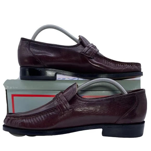 Heritage London Square Mens 10D Leather Brown Quiet Lux Minimalistic Loafer