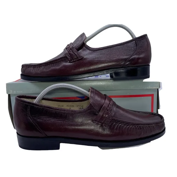 Heritage London Square Mens 10D Leather Brown Quiet Lux Minimalistic Loafer