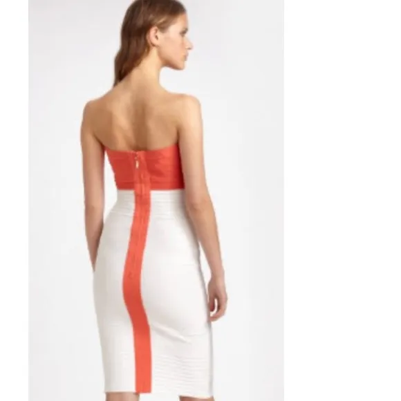 😍HERVE LEGER COLORBLOCK STRAPLESS DRESS MSRP$1,050.00!!!!