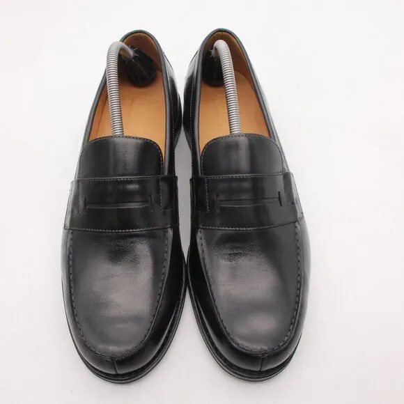 Heschung Hedera Men's Size UK 9.5 Split-Toe Penny Loafer Black Leather Shoes