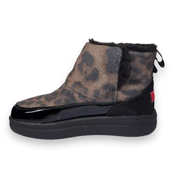 Hey Dude Mel Leo Black (Leopard) Boots Youth 4 Women's 5
