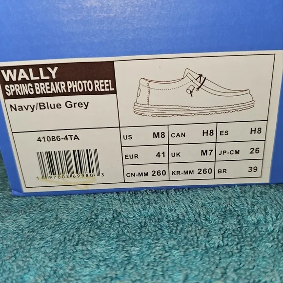 Hey Dude Wally &quot;Spring Breakr Photo Reel&quot; Navy/Blue Slip-On Shoes Men's Size 8
