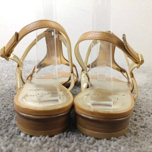 Heyraud Sandals Womens 37 EU Shoes Brown Leather Snake Print Slingback Italy
