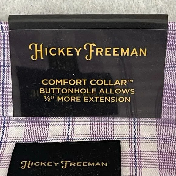 Hickey Freeman Mens Dress Shirt 16.5 34/35 Purple Plaid Modern Fit Stretch Pima