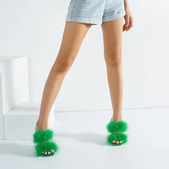 High clear green heels