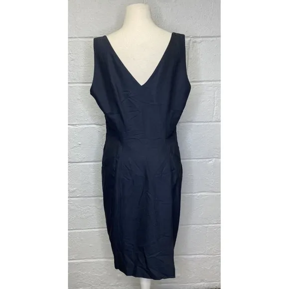 Hilton Hollis NWT Modern Career Dress Sz 12‎ Indigo Blue Sleeveless Pleat Detail