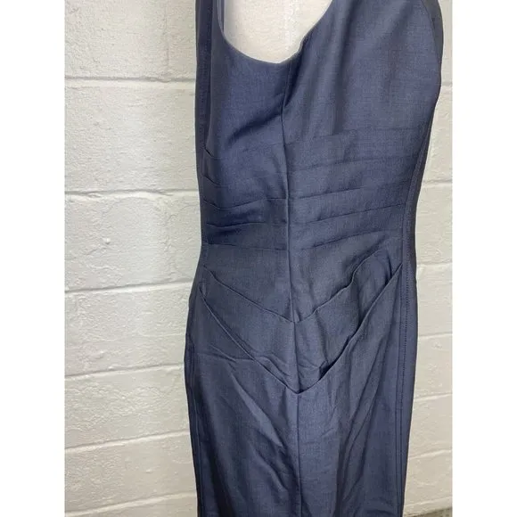 Hilton Hollis NWT Modern Career Dress Sz 12‎ Indigo Blue Sleeveless Pleat Detail