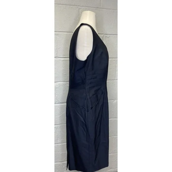 Hilton Hollis NWT Modern Career Dress Sz 12‎ Indigo Blue Sleeveless Pleat Detail