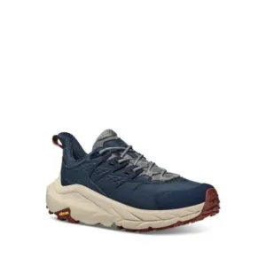 HOKA Mens Navy 1-1/2&quot; Platform Hiking Debossed Kaha 2 Wedge Sneakers Shoes 14