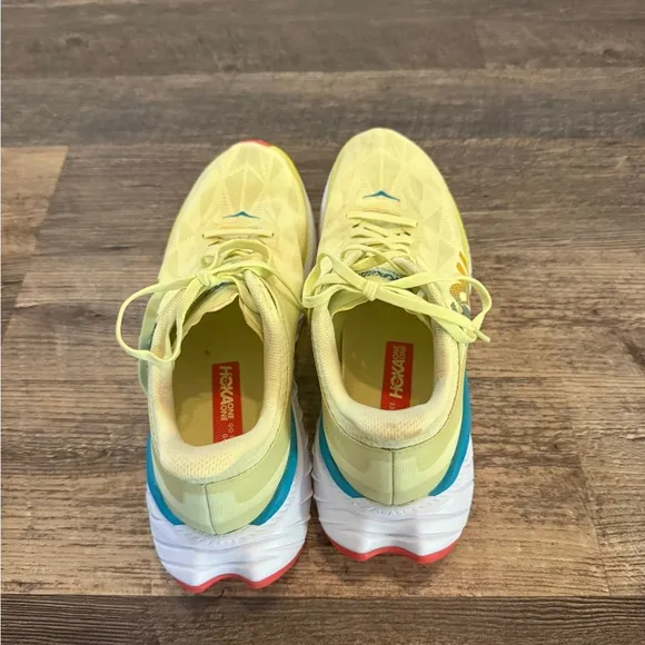 Hoka One carbon X Vibrant Yellow and Blue Running Shoes with Breathable Mesh EUC