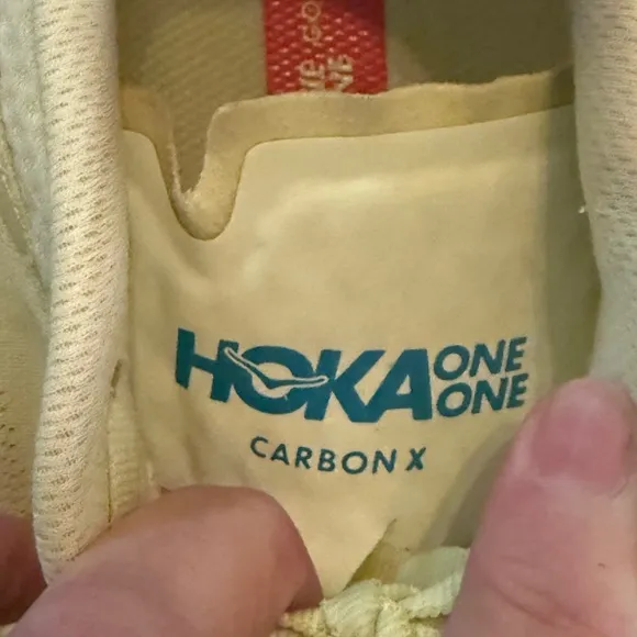 Hoka One carbon X Vibrant Yellow and Blue Running Shoes with Breathable Mesh EUC