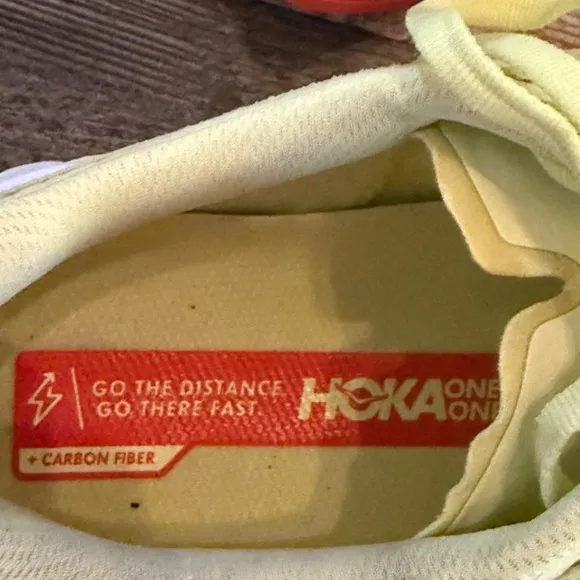 Hoka One carbon X Vibrant Yellow and Blue Running Shoes with Breathable Mesh EUC