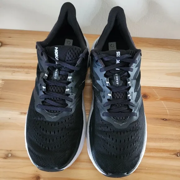 Hoka One One Arahi 5 Running Shoes Black/White Men's 10.5D Sneakers