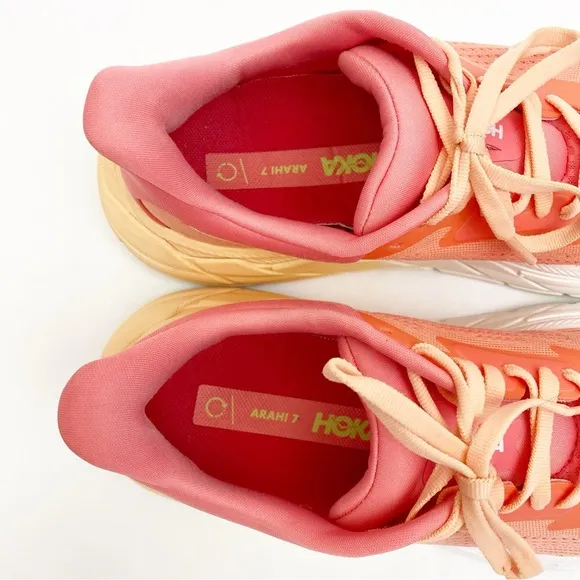 Hoka One One Arahi 7 Sneakers Running Shoes Athletic Papaya Coral Pink Orange