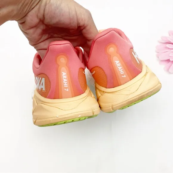 Hoka One One Arahi 7 Sneakers Running Shoes Athletic Papaya Coral Pink Orange