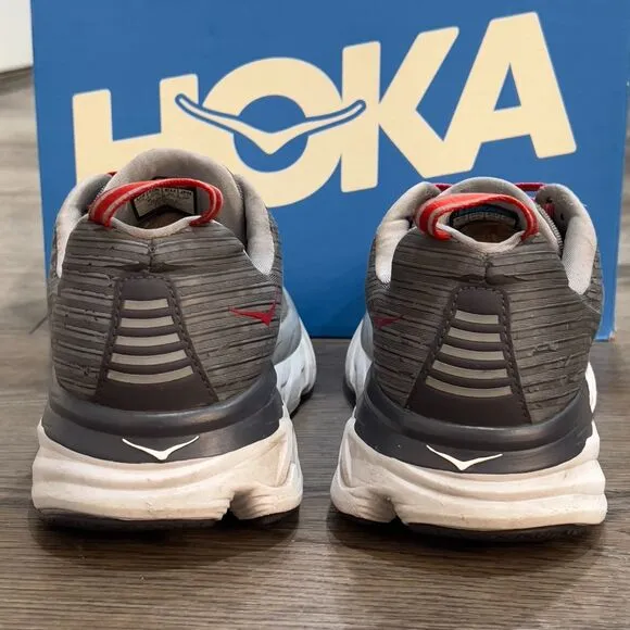 Hoka One One Bondi 6 Shoes Alloy Gray Red Running Sneaker - Men's Size 10