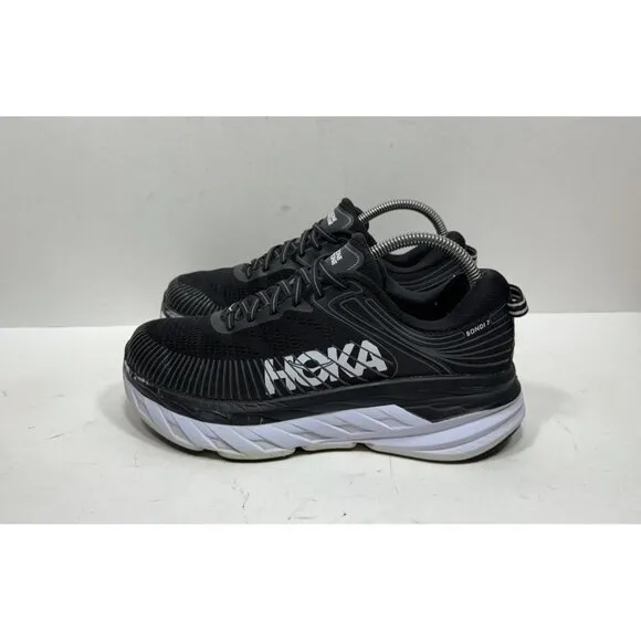 Hoka One One Bondi 7 1110531 BWHT Black Sneaker Womens Shoes Size 7.5 D Wide