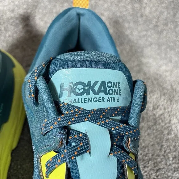 Hoka One One Challenger ATR 6 Blue Teal Yellow Running Shoes Sneaker Mens Sz 13