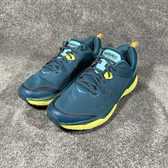 Hoka One One Challenger ATR 6 Blue Teal Yellow Running Shoes Sneaker Mens Sz 13