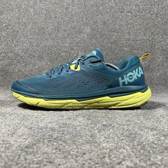 Hoka One One Challenger ATR 6 Blue Teal Yellow Running Shoes Sneaker Mens Sz 13