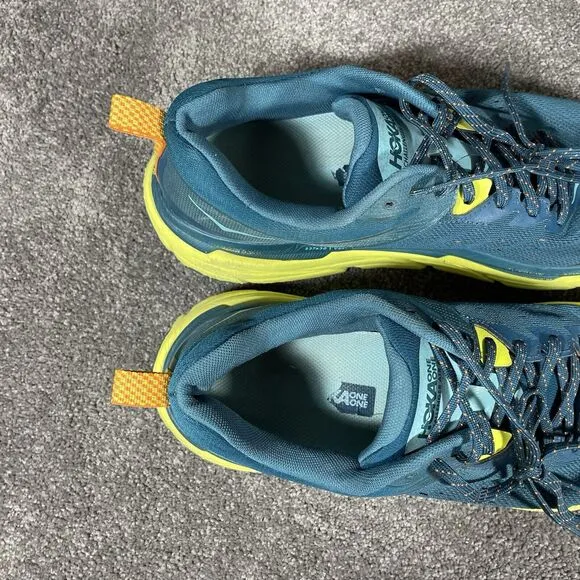 Hoka One One Challenger ATR 6 Blue Teal Yellow Running Shoes Sneaker Mens Sz 13