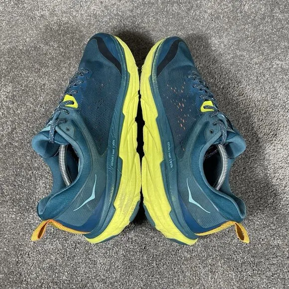 Hoka One One Challenger ATR 6 Blue Teal Yellow Running Shoes Sneaker Mens Sz 13