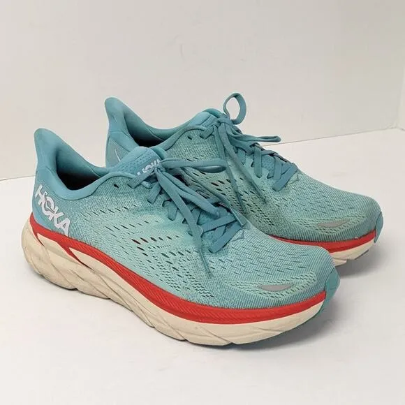 Hoka One One Clifton 8 Running Shoes, Aqua, Women's 9.5 M