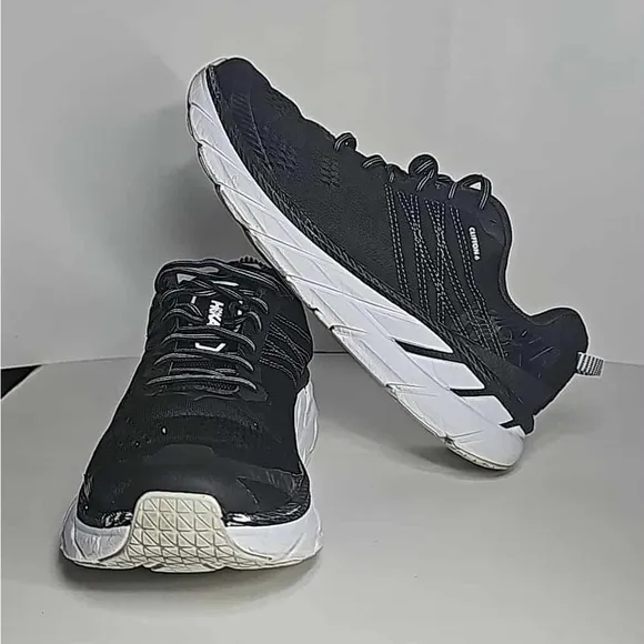 Hoka  One One Clifton Men's Black and White Running Shoes 9.5
