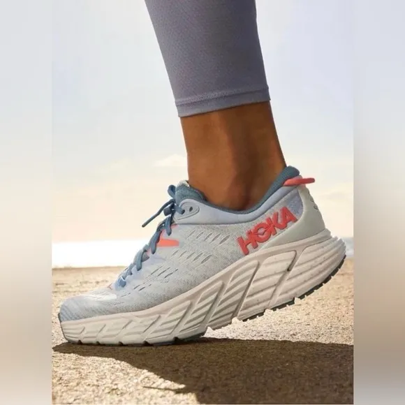 HOKA One One Gaviota 4 Women’s Running Shoes | Size 8.5 | Blue Fog Coral