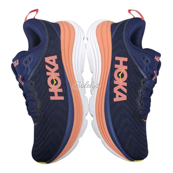 HOKA ONE ONE Gaviota 5 Womens 8B Evening Sky Coral Run Comfort Stability Sneaker