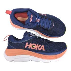 HOKA ONE ONE Gaviota 5 Womens 8B Evening Sky Coral Run Comfort Stability Sneaker