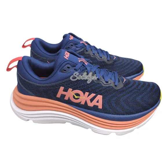 HOKA ONE ONE Gaviota 5 Womens 8B Evening Sky Coral Run Comfort Stability Sneaker