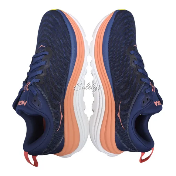 HOKA ONE ONE Gaviota 5 Womens 8B Evening Sky Coral Run Comfort Stability Sneaker