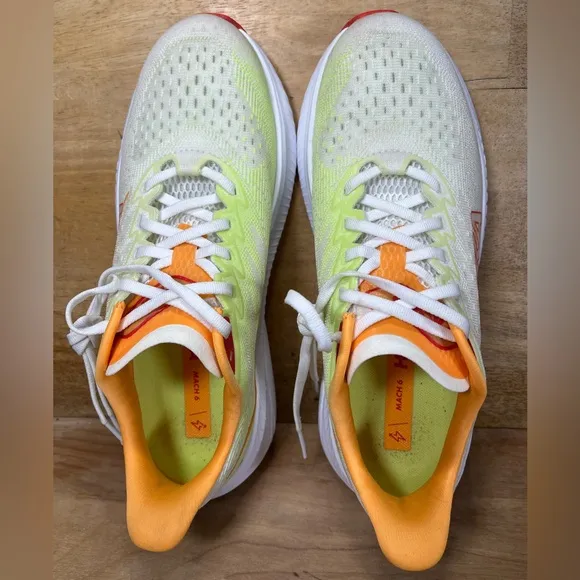 Hoka One One Mach 6 Womens Size 9.5 (B) Running Shoes Sneakers White Lettuce
