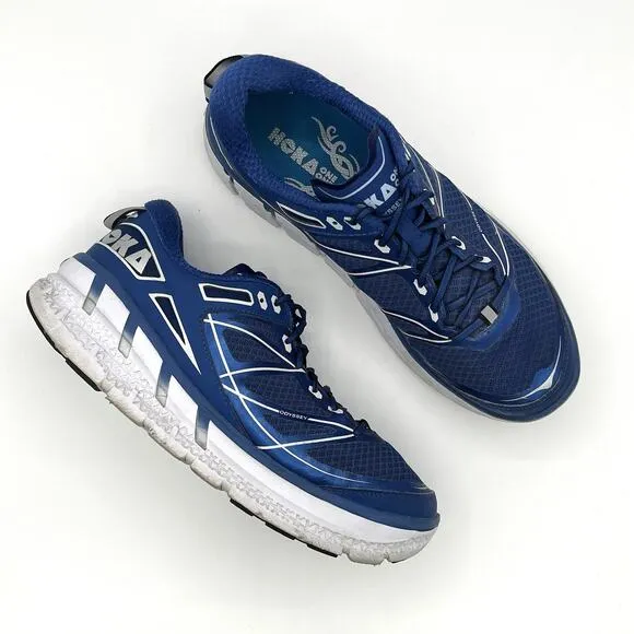 Hoka One One Mens Odyssey Blue White Running Shoes Sneakers Men's Size 9