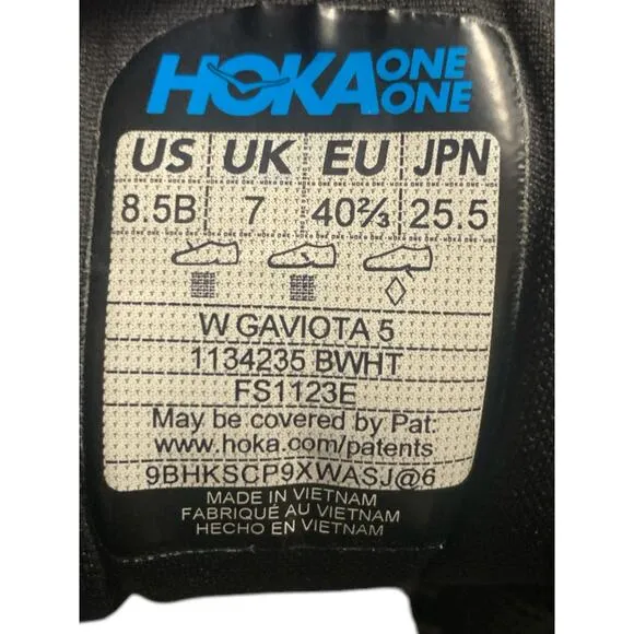 Hoka One One Women’s Gaviota 5 Running Shoes Black White Size 8.5B 1134235