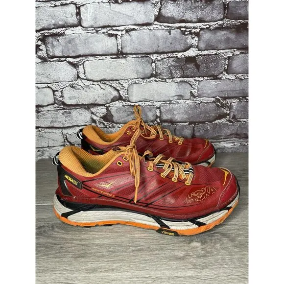 Hoka One Vibram Mafate Speed 2 Red Synthetic Running Shoes Men 9.5M US/43 1/3EU
