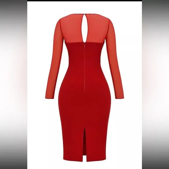 HOUSE OF CB Darcy Scarlet Plunge Midi Dress/Size XS-US 2-4 NWOT
