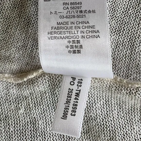 🎉HP🎉 TOMMY BAHAMA Lea Shimmer Cardigan Linen Sz L Gold Metallic 3/4 Sleeve NWT