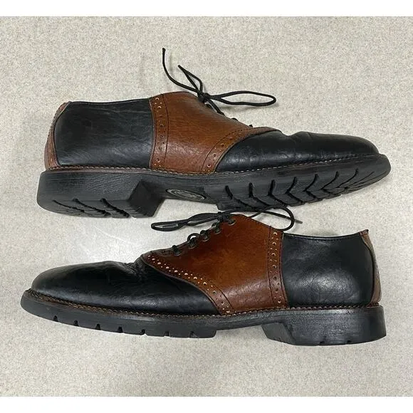 HS Trask Bison Leather Oxford Saddle Shoes Men’s 10M Dress Shoes Office Made-USA