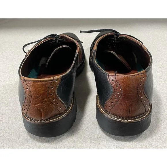 HS Trask Bison Leather Oxford Saddle Shoes Men’s 10M Dress Shoes Office Made-USA