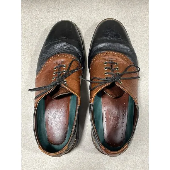 HS Trask Bison Leather Oxford Saddle Shoes Men’s 10M Dress Shoes Office Made-USA