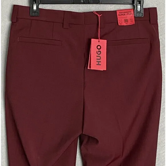 Hugo Boss Men's 34x31 Dress Pant Modern Fit Virgin Wool Blend Dark Red NEW