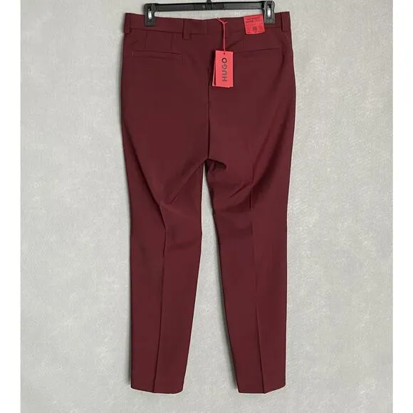 Hugo Boss Men's 34x31 Dress Pant Modern Fit Virgin Wool Blend Dark Red NEW