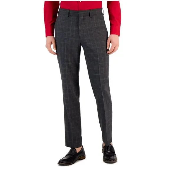 Hugo Boss Mens Modern Fit Wool Dress Pants Slacks, Grey, NWT